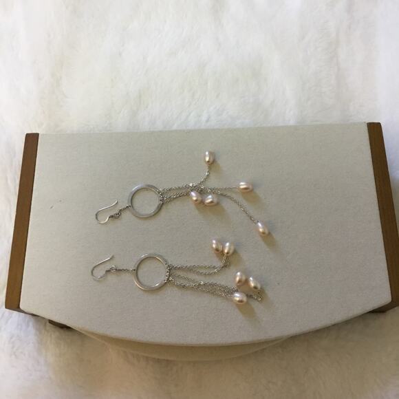 Silver Multi-Pearl Dangle Earrings - Picture 5 of 7